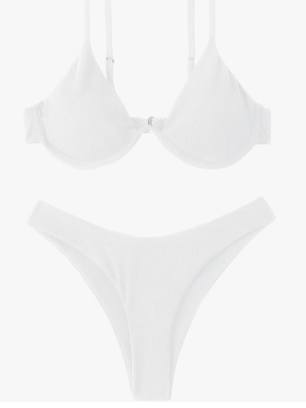 Verdusa Women’s 2-Piece Ribbed Bikini Set – White (XL)